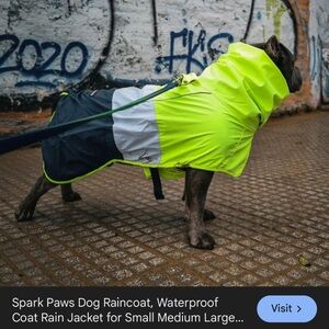 Spark Paws High-Visibility Yellow Dog Raincoat